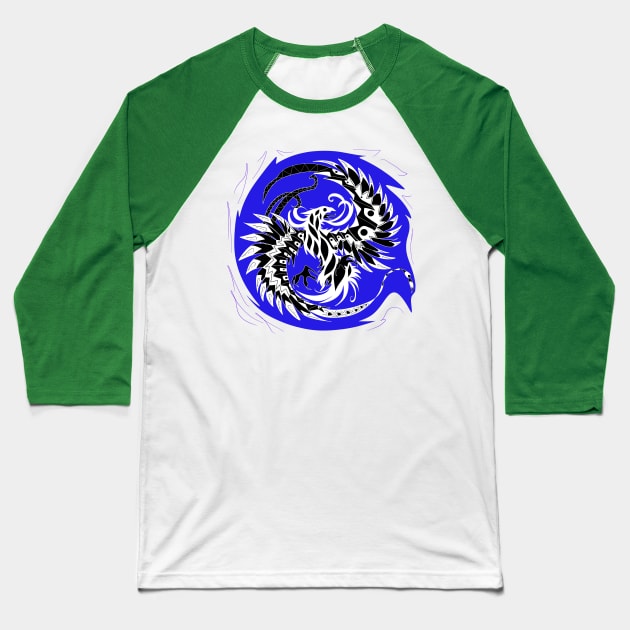 blue dark phoenix Baseball T-Shirt by jorge_lebeau